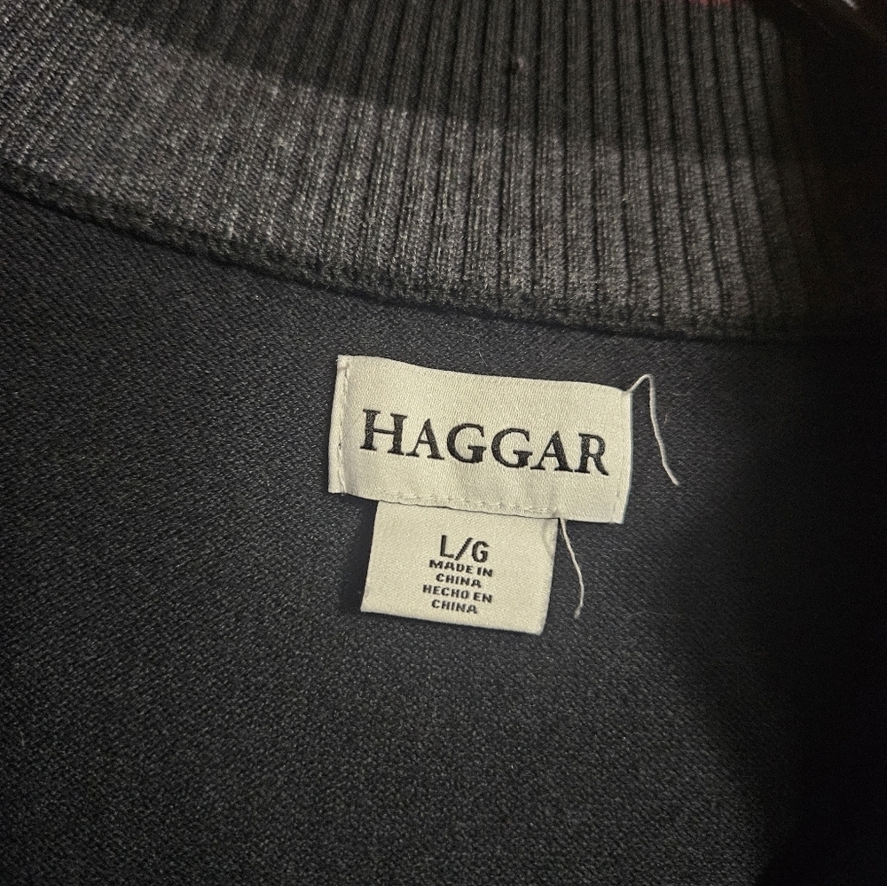 Haggar Men's Quarter Zip Long Sleeve Pullover Sweater Black Size Large! - Picture 2 of 5